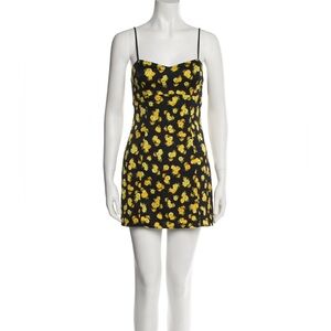 For Love And Lemons Black Dress with Yellow Floral Mini Dress